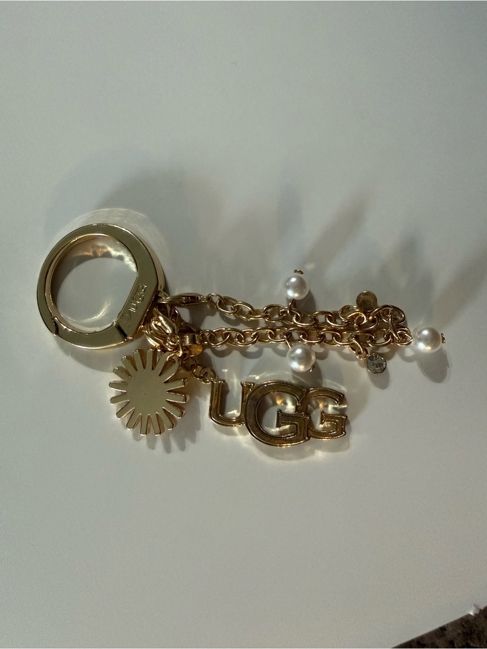 UGG Gold Logo & Pearl Keychain Boot and Bag Charm